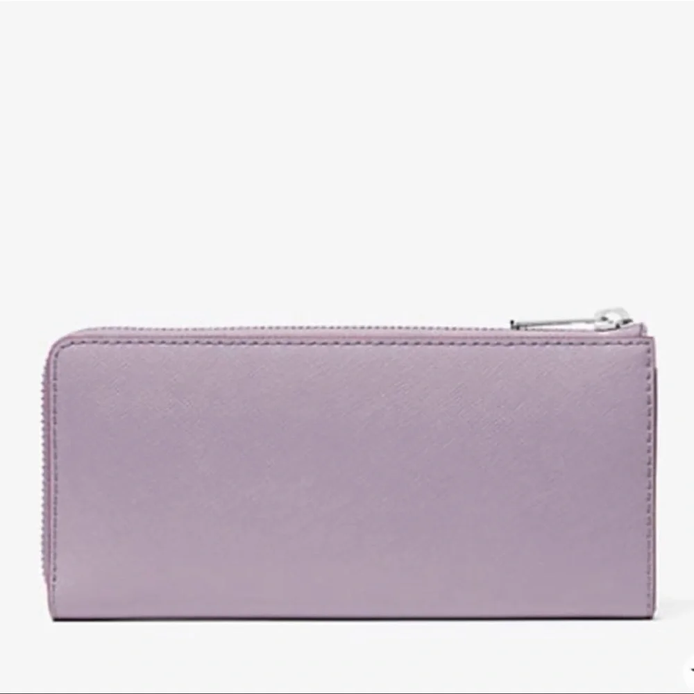 MICHAEL KORS Jet Set Travel Large Saffiano Leather Quarter-Zip Wallet Lt QUARTZ